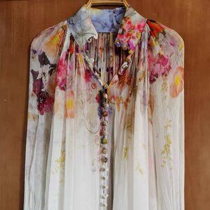 Zimmermann Structured Floral Print Blouse  Size  0